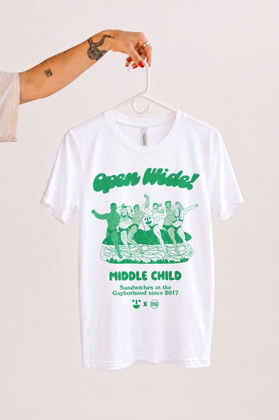 Middle Child x Luke Pelletier x Bike Stop "Open Wide" Pride Tee