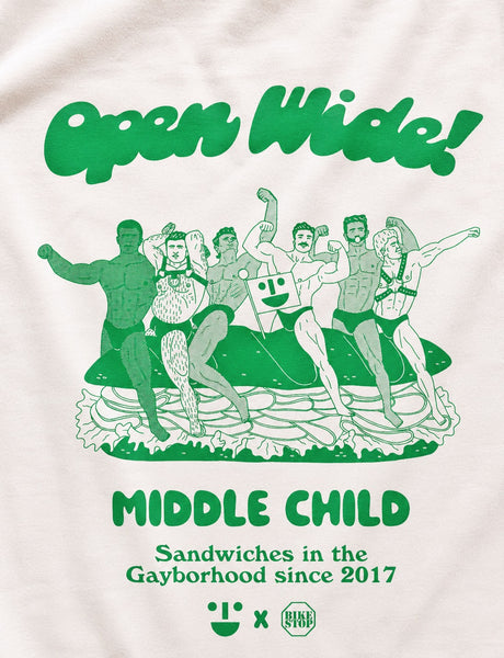Middle Child x Luke Pelletier x Bike Stop "Open Wide" Pride Tee